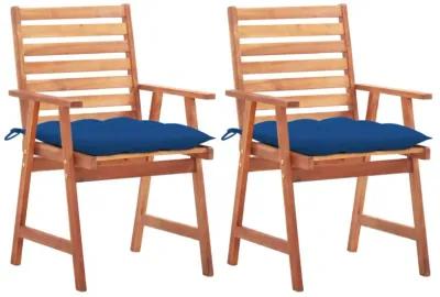 vidaXL Patio Dining Chairs 2 pcs with Cushions Solid Acacia Wood