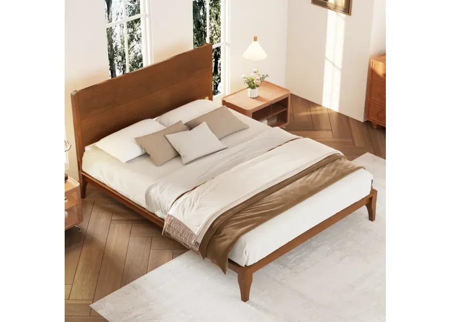 Merax Modern Bamboo Platform Bed with Headboard