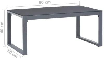 vidaXL Scandinavian-Style Coffee Table - Powder-Coated Aluminum and Glass - Gray - Lightweight - Rectangular - Versatile Use - 35.4"x19.7"x15.7"