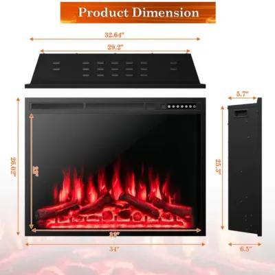 Hivvago 34/37 Inch Electric Fireplace Recessed with Adjustable Flames 34 inches