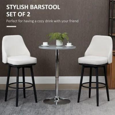 Ivory White Bar Seating: Plush Upholstered Stools with Steel Legs