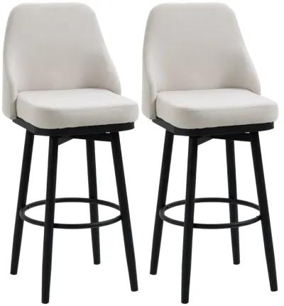 Ivory White Bar Seating: Plush Upholstered Stools with Steel Legs