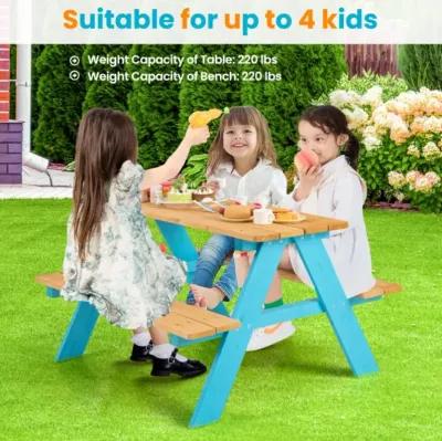 Hivvago Children Outdoor Wooden Table with Bench Seats for Indoor and Outdoor Use-Natural