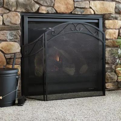 Sunnydaze 50 in Elegant Scroll Steel 3-Panel Fireplace Screen - Black