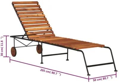 vidaXL Sun Lounger with Steel Legs Solid Wood Acacia