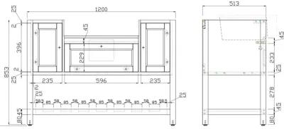 Solid Wood Bathroom Vanities Without Tops 48 In. W X 20 In. D X 33.60 In. H Bath Vanity