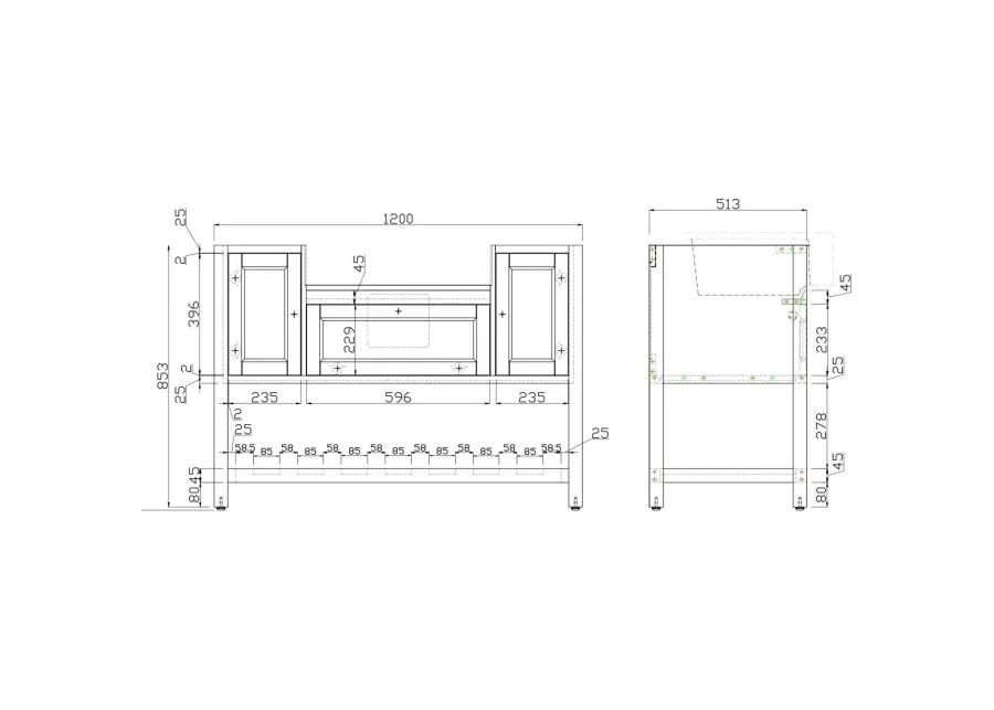 Solid Wood Bathroom Vanities Without Tops 48 In. W X 20 In. D X 33.60 In. H Bath Vanity