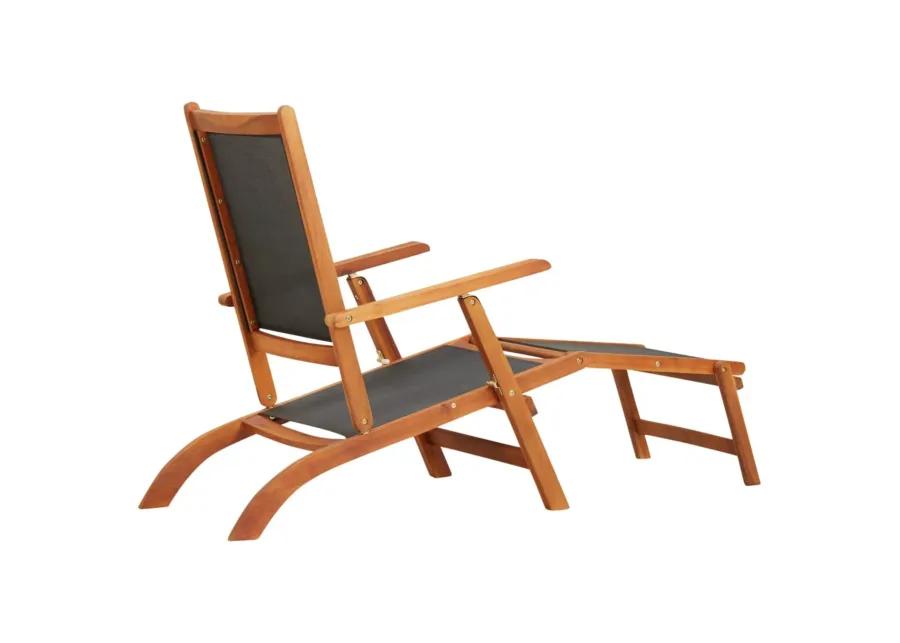 vidaXL Sun Lounger Solid Acacia Wood and Textilene