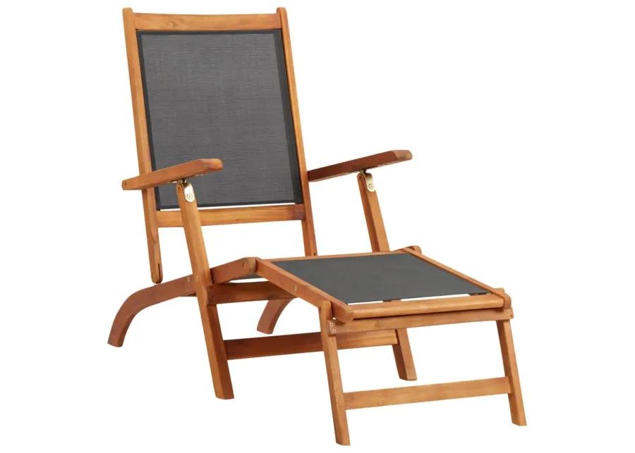 vidaXL Sun Lounger Solid Acacia Wood and Textilene