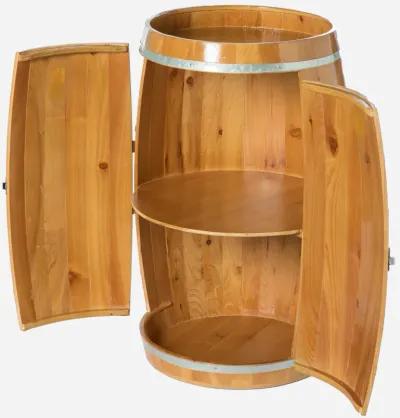 Wooden Wine Barrel Shaped Wine Holder, Bar Storage Lockable Storage Cabinet