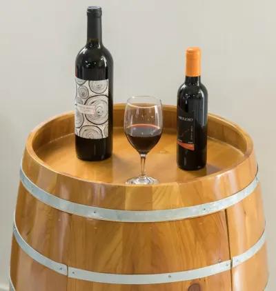 Wooden Wine Barrel Shaped Wine Holder, Bar Storage Lockable Storage Cabinet