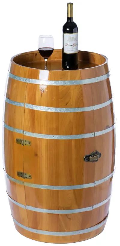 Wooden Wine Barrel Shaped Wine Holder, Bar Storage Lockable Storage Cabinet