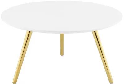 Modway Lippa 28" Mid-Century Modern Round Coffee Table with Tripod Base in Gold White