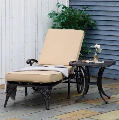 Beige Patio Set: Foldable Aluminum Chaise Lounge with Side Table