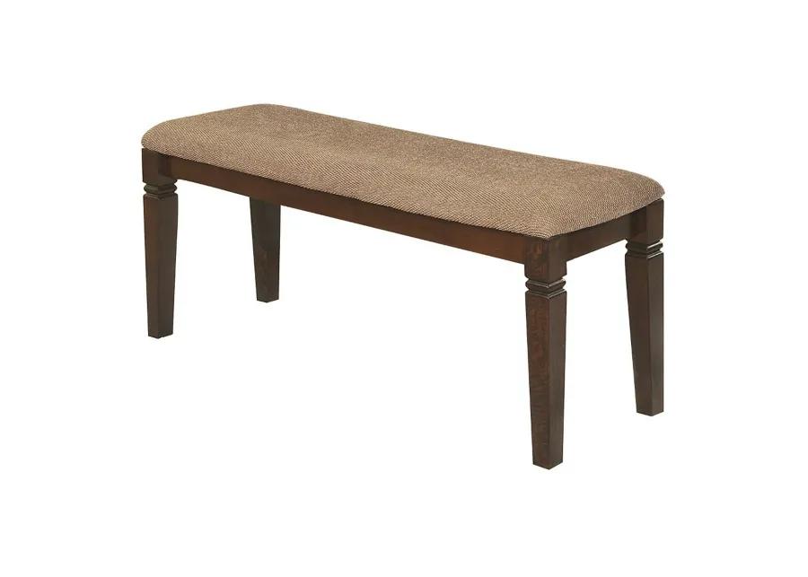 Fabric Upholstered Solid Wooden Bench, Light & Dark Brown-Benzara