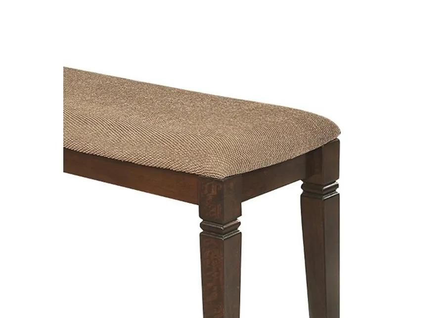 Fabric Upholstered Solid Wooden Bench, Light & Dark Brown-Benzara