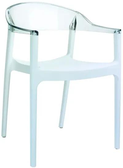 32" Black Transparent Stackable Outdoor Patio Dining Arm Chair