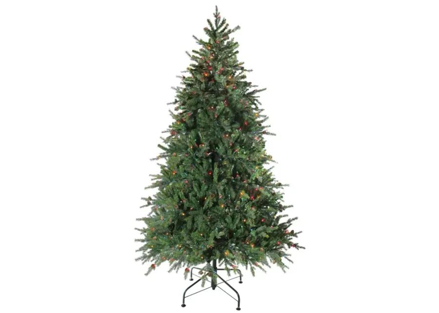 7.5' Pre-Lit Medium Hunter Fir Artificial Christmas Tree - Multicolor Lights