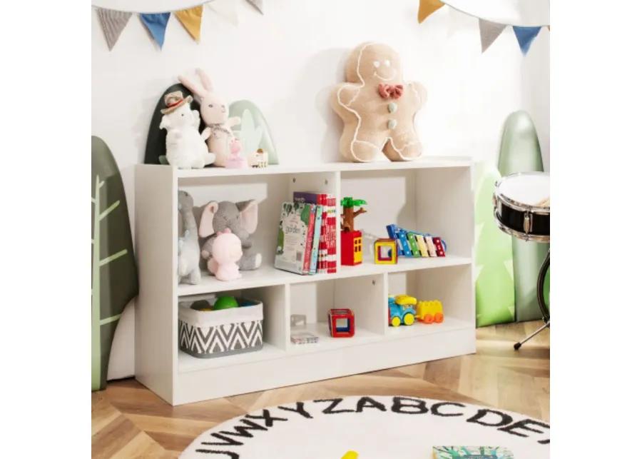 Hivvago Kids 2-Shelf Bookcase 5-Cube Wood Toy Storage Cabinet Organizer