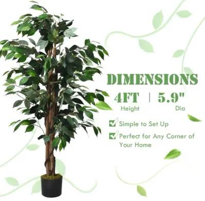 Hivvago 4 Feet In/Outdoor Trunks Artificial Ficus Silk Tree