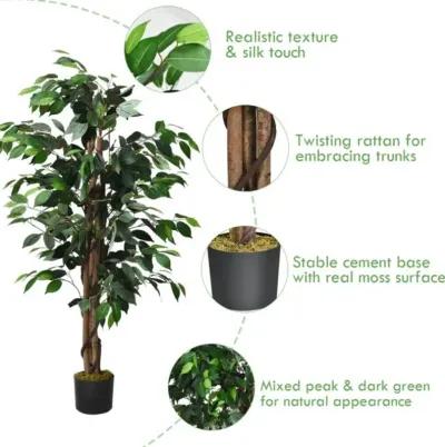 Hivvago 4 Feet In/Outdoor Trunks Artificial Ficus Silk Tree