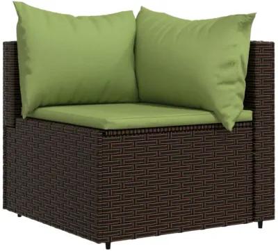 vidaXL 4 Piece Patio Lounge Set with Cushions Brown Poly Rattan