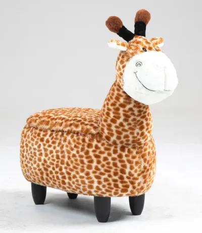 Brown Giraffe Animal Storage Ottoman