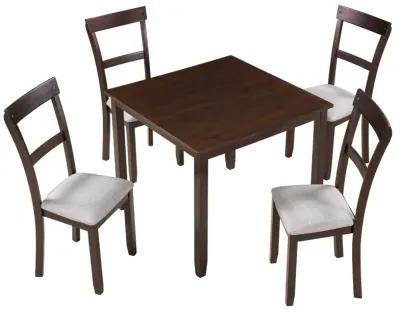 5 Piece Dining Table Set Industrial Wooden Kitchen Table and 4 Chairs