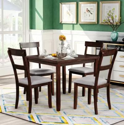 5 Piece Dining Table Set Industrial Wooden Kitchen Table and 4 Chairs