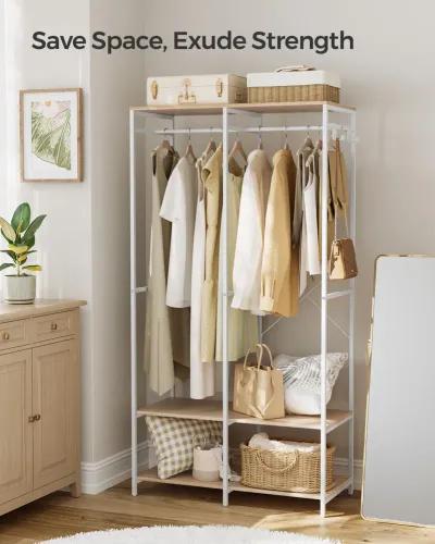 2-Column Clothes Rack with Hanging Rods for Organized Garment Storage