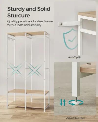 2-Column Clothes Rack with Hanging Rods for Organized Garment Storage