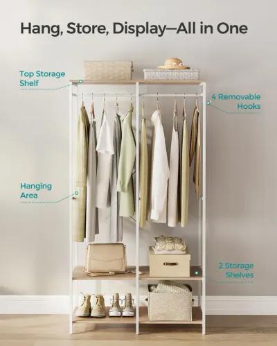 2-Column Clothes Rack with Hanging Rods for Organized Garment Storage