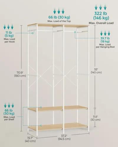 2-Column Clothes Rack with Hanging Rods for Organized Garment Storage