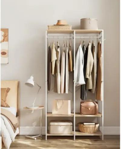 2-Column Clothes Rack with Hanging Rods for Organized Garment Storage