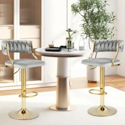 Hivvago Swivel Barstool with Woven Back Set of 2 for Kitchen Island Cafe