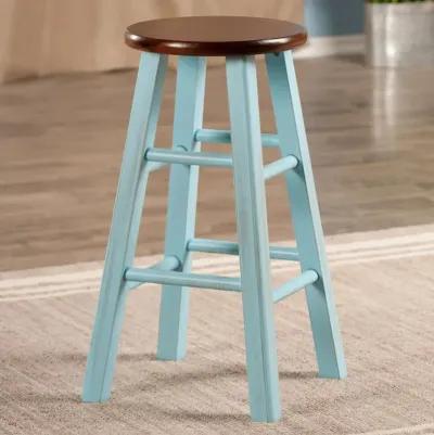 Ivy 24" Counter Stool Rustic Light Blue w/ Walnut Seat