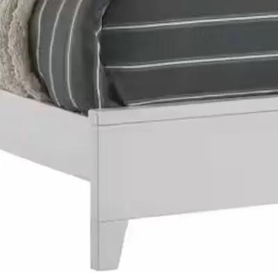 Lif High Gloss California King Bed, Glitter Filled Panel, Solid Wood, White - Benzara