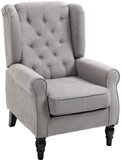 HOMCOM Button-Tufted Accent Chair with High Wingback, Rounded Cushioned Armrests and Thick Padded Seat, Grey