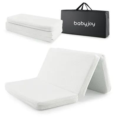 Tri-fold Pack and Play Mattress Topper Mattress Pad with Carrying Bag