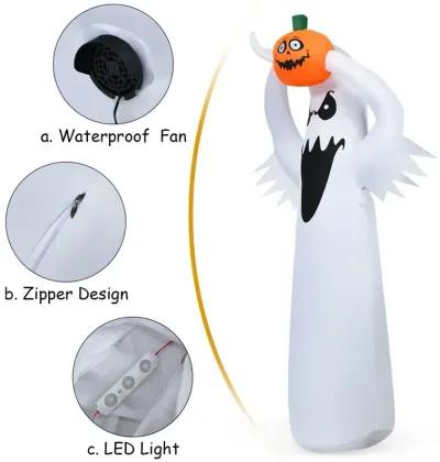 6 Feet Halloween Inflatable Blow Up Ghost with Pumpkin and LED Lights