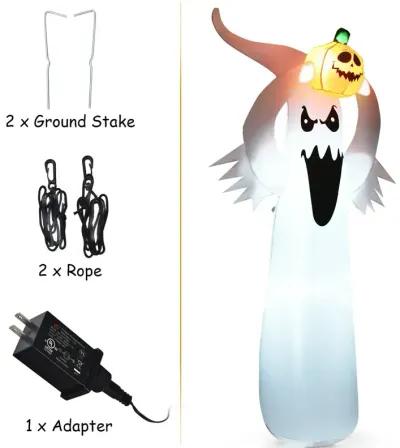 6 Feet Halloween Inflatable Blow Up Ghost with Pumpkin and LED Lights