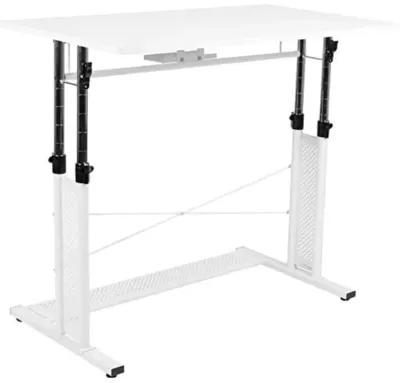 Flash Furniture Fairway Height Adjustable (27.25-35.75"H) Sit to Stand Home Office Desk - White