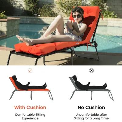 Outdoor Lounge Chaise Cushion with String Ties for Garden Poolside