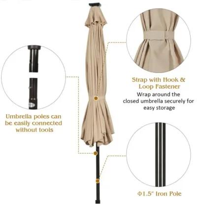 Hivvago 10 Feet Outdoor Patio Umbrella with Bright Solar LED Lights