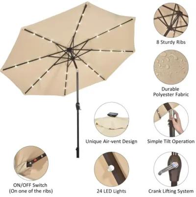 Hivvago 10 Feet Outdoor Patio Umbrella with Bright Solar LED Lights