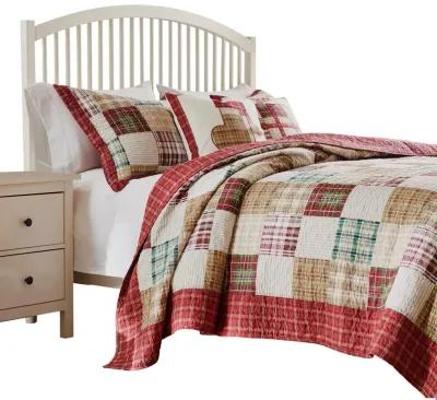 Evi 3pc Cal King Quilt and Pillow Sham Set, Plaid Pattern, Multicolor