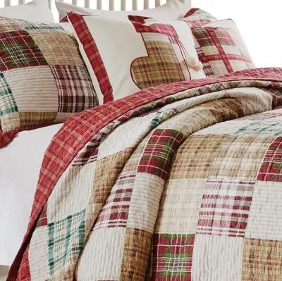 Evi 3pc Cal King Quilt and Pillow Sham Set, Plaid Pattern, Multicolor