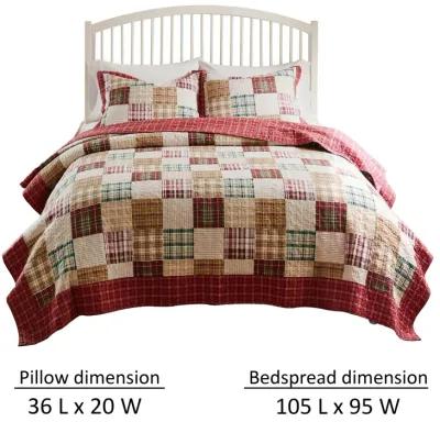 Evi 3pc Cal King Quilt and Pillow Sham Set, Plaid Pattern, Multicolor