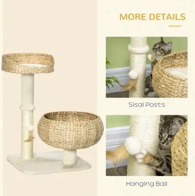 Modern Cat Furniture: 28" Elevated Bed with Sisal Post & Basket Design