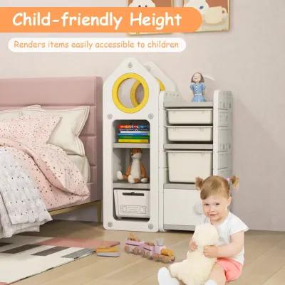 Multipurpose Toy Chest and Bookshelf with Mobile Trolley for Bedroom